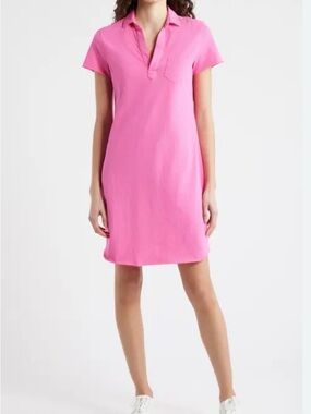 FRANK & EILEEN Rare Pink Color Lauren Short Sleeve Polo Shirt Dress XS $178 NWOT
